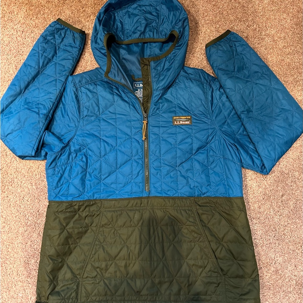 Womens LL Bean Anorak Quilted Pull-over Jacket Coat Medium EUC